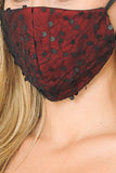 red lace sequined face mask