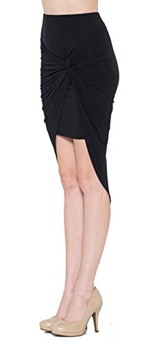 Fashion Secrets Women Front Shirred Asymmetrical High Low Short Pencil Mini Skirt