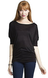 Women's 3/4 Dolman Sleeve Top Batwing Boatneck Blouse T Shirt - Fashion Secrets