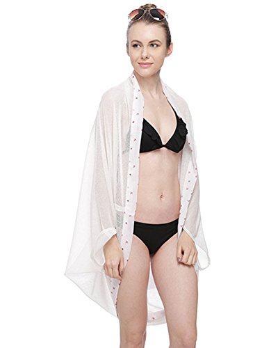 Fashion Secrets Trim Anchor Design Beach Bikini Cover Up Swimwear (Ivory)