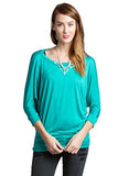 Fashion Secrets Women's 3/4 Dolman Sleeve Top Batwing Boatneck Blouse T Shirt