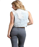 Fashion Secrets Women`s Light Blue Denim / Jeans Short Casual Vest Casual Jacket