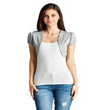 Fashion Secrets Women Collarless Rayon Short Sleeve Cropped Bolero Shrug Jacket, Colors & Plus Sizes