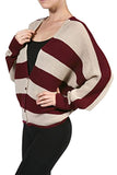 Fashion Secrets Knitted Striped Loose Sweater Cardigan