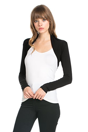 Fashion Secrets Women Long Sleeve Rayon Bolero Shrug Cropped Cardigan Jacket