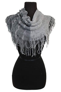 Soft solid & Two Tone Double Print Thing Fringed Loops Scarf