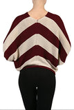 Fashion Secrets Knitted Striped Loose Sweater Cardigan