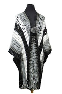 Fashion Secrets Women`s Loose Crochet Knit Softness Oversized Poncho Shawl Cape Cardigan Sweater W Fringes Ends.