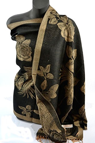 Fashion Secrets Women`s Paisley Floral Peacoke Pashmina Silk Long Soft Scarf Wrap Shawl