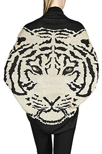 Womens Tiger Animal Print Sweater Loose Cardigan (Small, Black - Taupe)
