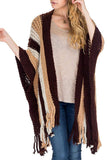 Fashion Secrets Women`s Loose Crochet Net Knit Softness Oversized Poncho Shawl Cape Cardigan Sweater W Fringes Ends.