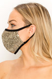 Made In USA Face Mouth Mask Cover Bling Bling Khaki Glitter Sequins Mask