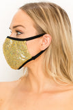 Made In USA Face Mouth Mask Cover Bling Bling Gold Glitter Sequins Mask