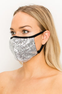 Copy of Made In USA Face Mouth Mask Cover Bling Bling Silver Glitter Sequins Mask